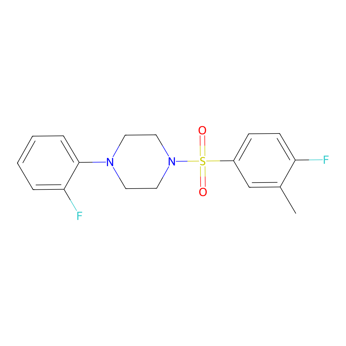 1-[(4-Fluoro-3-methylphenyl)sulfonyl]-4-(2-fluorophenyl)piperazine molecular structure, CAS 691388-21-3
