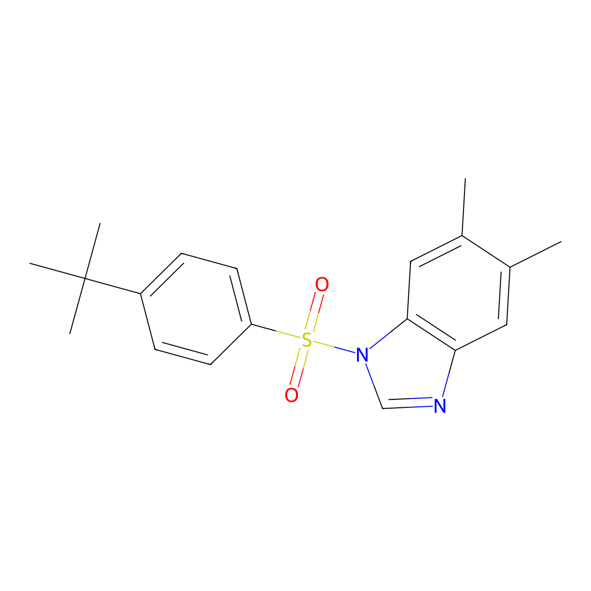 1-[(4-tert-butylphenyl)sulfonyl]-5,6-dimethyl-1H-benzimidazole molecular structure, CAS 691388-23-5