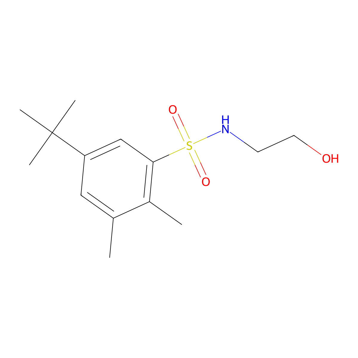 5-tert-butyl-N-(2-hydroxyethyl)-2,3-dimethylbenzenesulfonamide molecular structure, CAS 691388-28-0