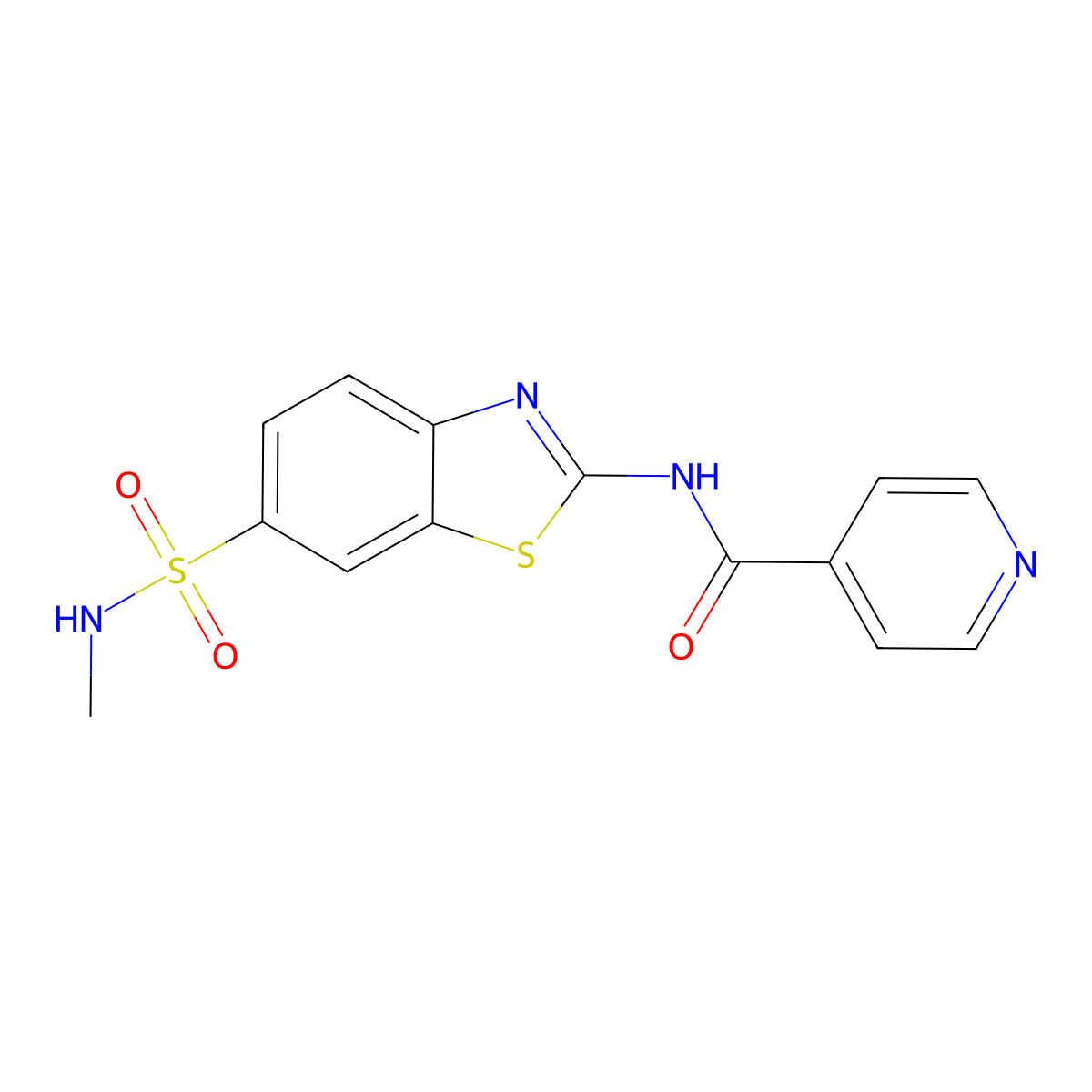 N-[6-(methylsulfamoyl)-1,3-benzothiazol-2-yl]pyridine-4-carboxamide molecular structure, CAS 691388-48-4