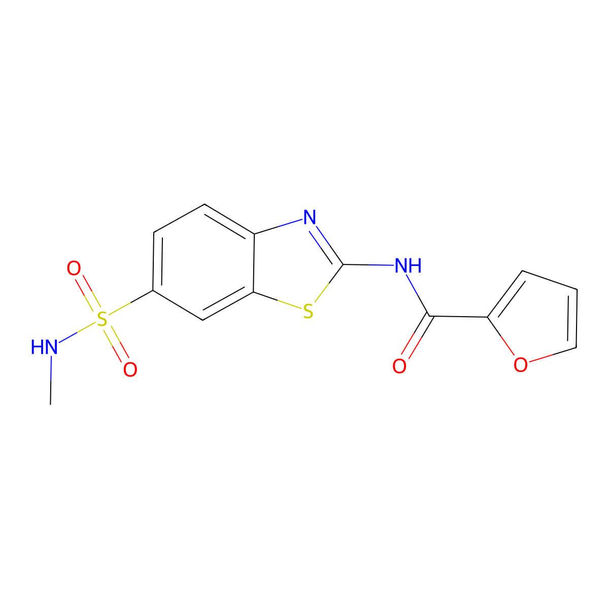 N-[6-(methylsulfamoyl)-1,3-benzothiazol-2-yl]furan-2-carboxamide molecular structure, CAS 691388-49-5
