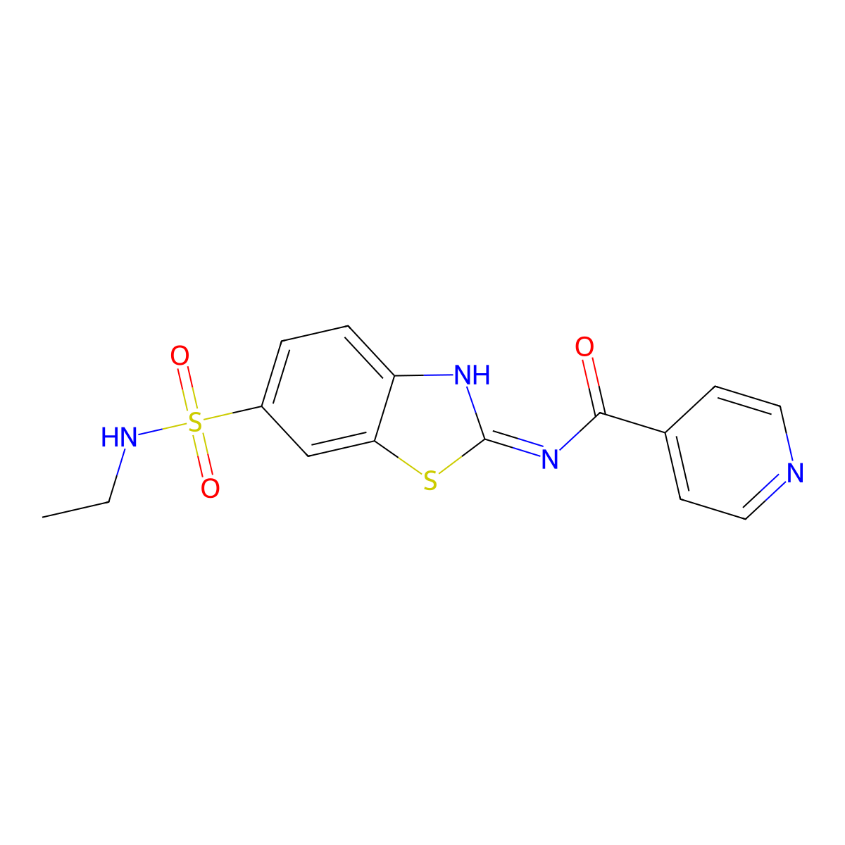 N-(6-(N-ethylsulfamoyl)benzo[d]thiazol-2-yl)isonicotinamide molecular structure, CAS 691388-52-0