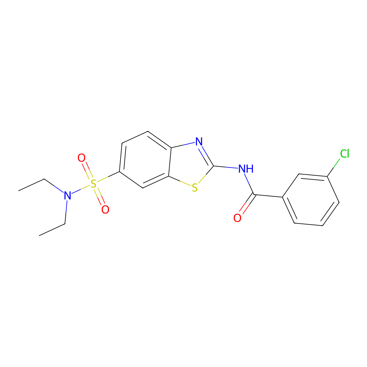 3-chloro-N-(6-(N,N-diethylsulfamoyl)benzo[d]thiazol-2-yl)benzamide molecular structure, CAS 691388-55-3