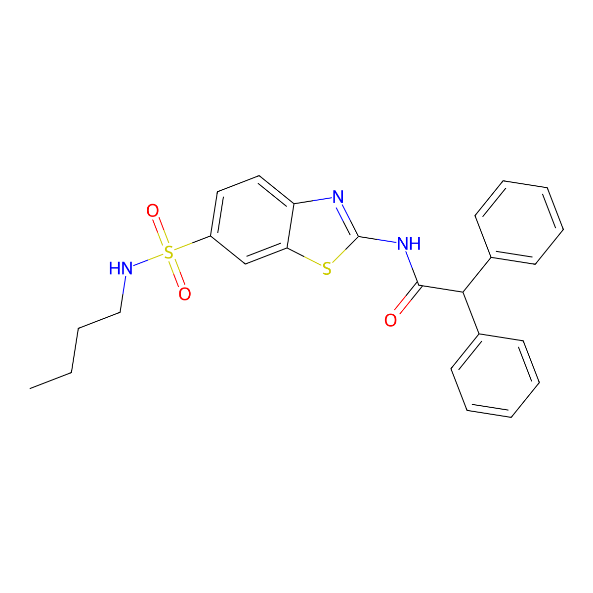 N-[6-(butylsulfamoyl)-1,3-benzothiazol-2-yl]-2,2-diphenylacetamide molecular structure, CAS 691388-60-0