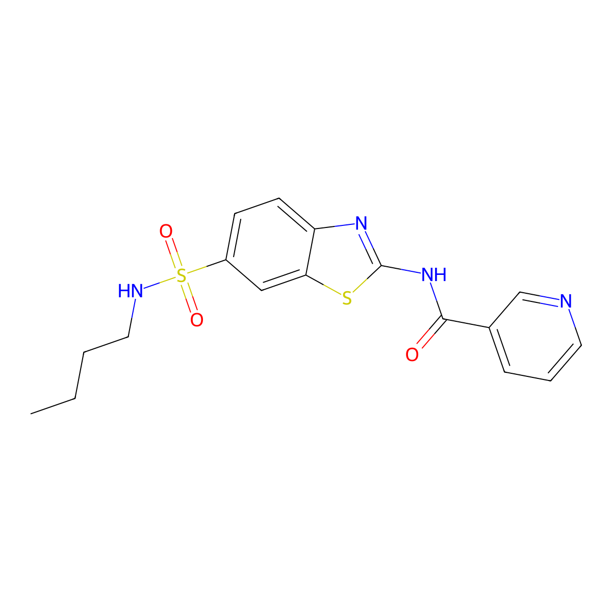N-[6-(butylsulfamoyl)-1,3-benzothiazol-2-yl]pyridine-3-carboxamide molecular structure, CAS 691388-61-1