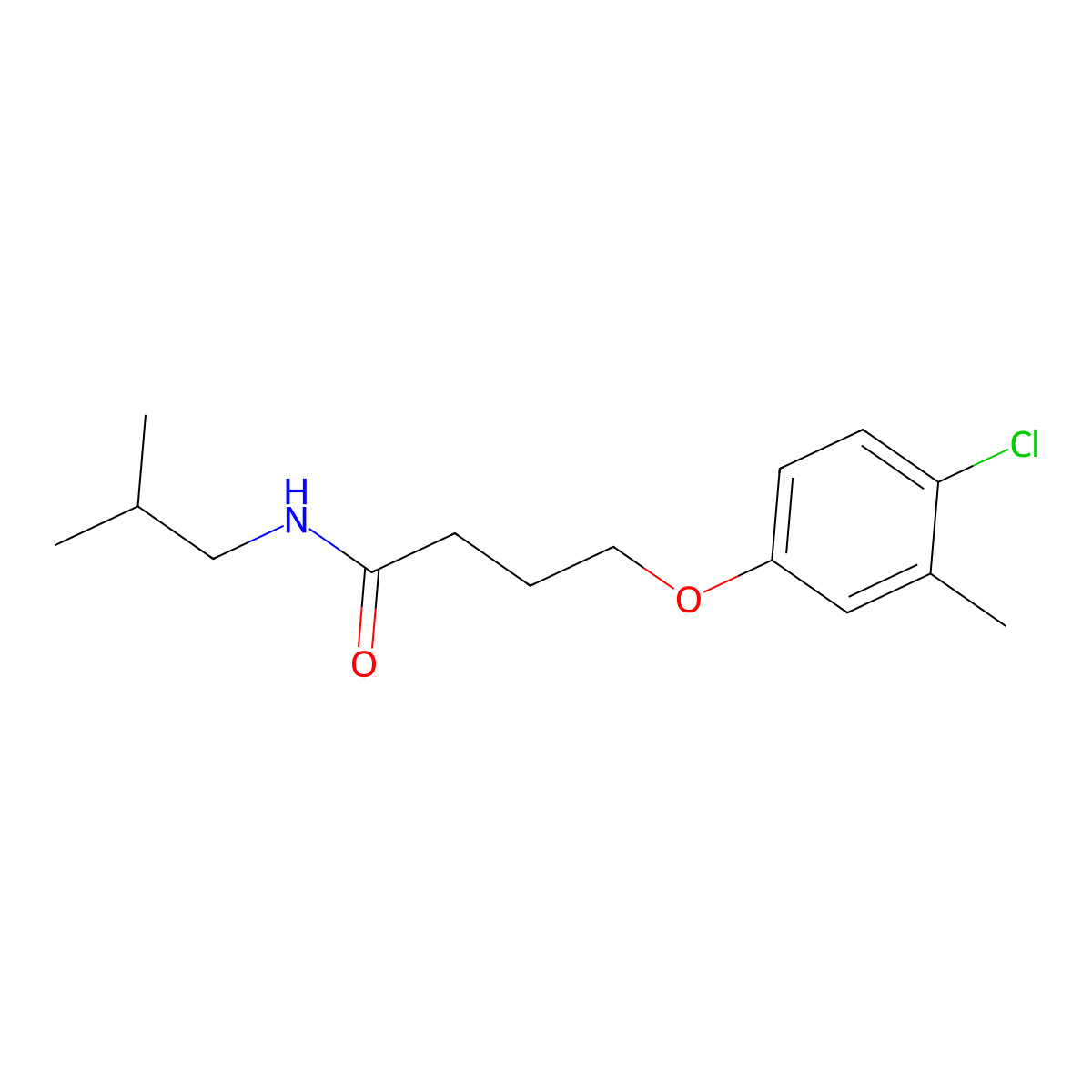 4-(4-chloro-3-methylphenoxy)-N-(2-methylpropyl)butanamide molecular structure, CAS 691391-52-3
