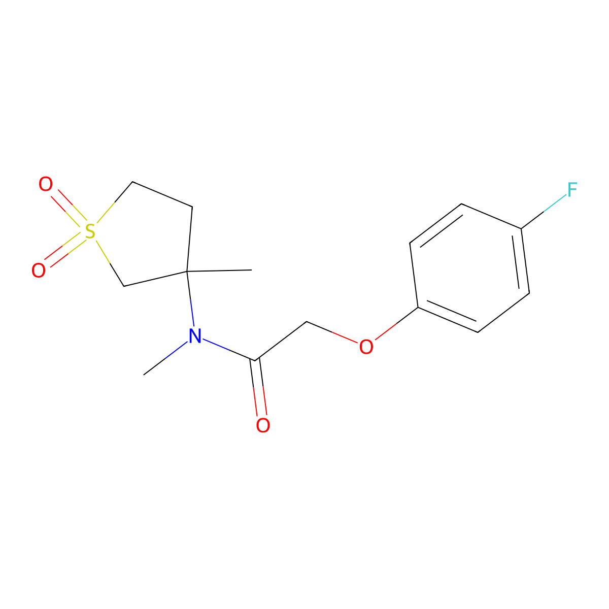 2-(4-fluorophenoxy)-N-methyl-N-(3-methyl-1,1-dioxidotetrahydrothiophen-3-yl)acetamide molecular structure, CAS 691392-55-9