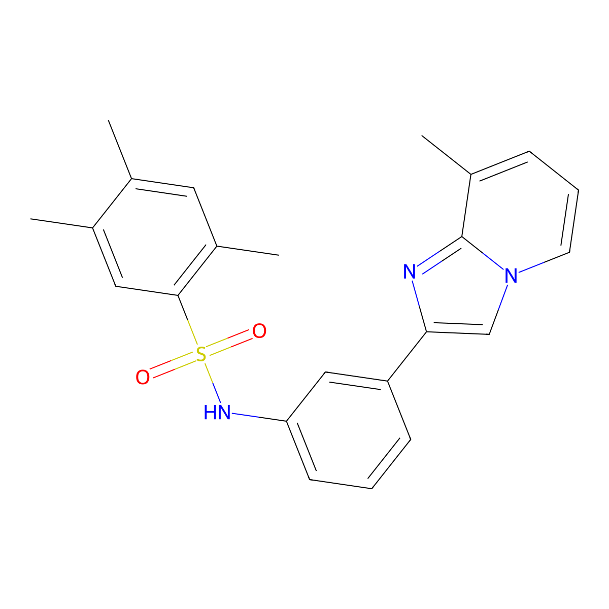 2,4,5-trimethyl-N-(3-(8-methylimidazo[1,2-a]pyridin-2-yl)phenyl)benzenesulfonamide molecular structure, CAS 691392-75-3