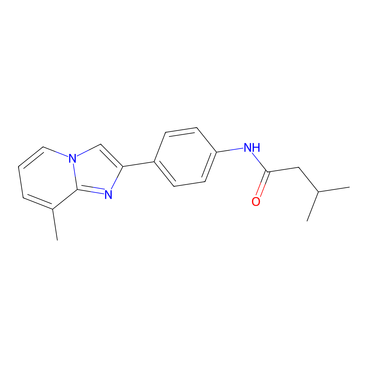 3-methyl-N-[4-(8-methylimidazo[1,2-a]pyridin-2-yl)phenyl]butanamide molecular structure, CAS 691392-85-5