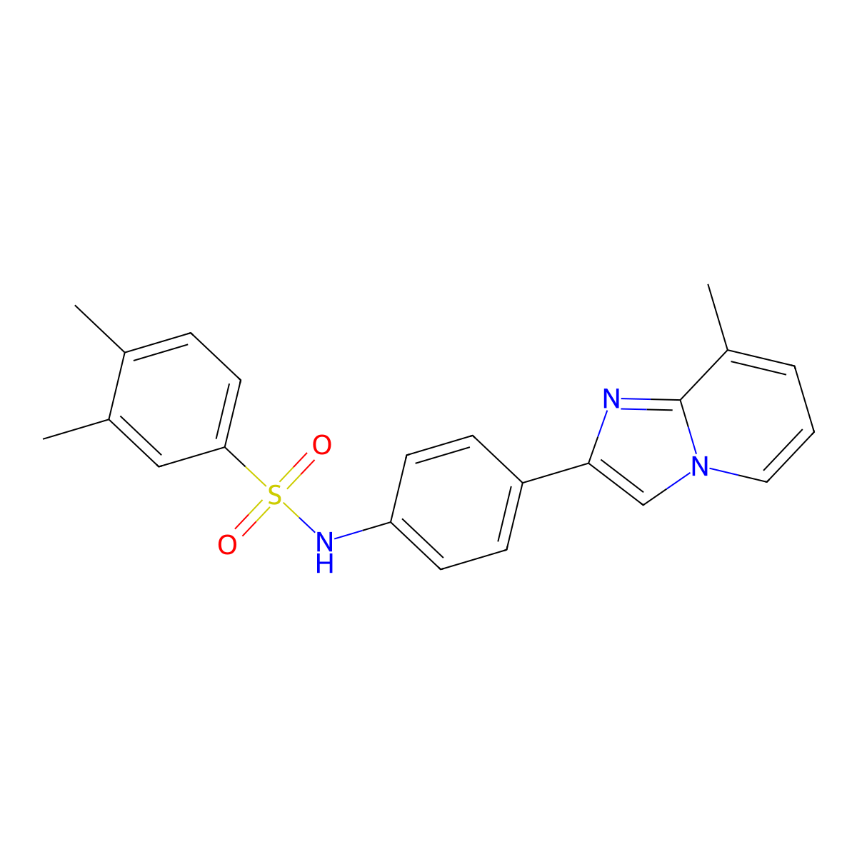 3,4-dimethyl-N-[4-(8-methylimidazo[1,2-a]pyridin-2-yl)phenyl]benzenesulfonamide molecular structure, CAS 691392-94-6
