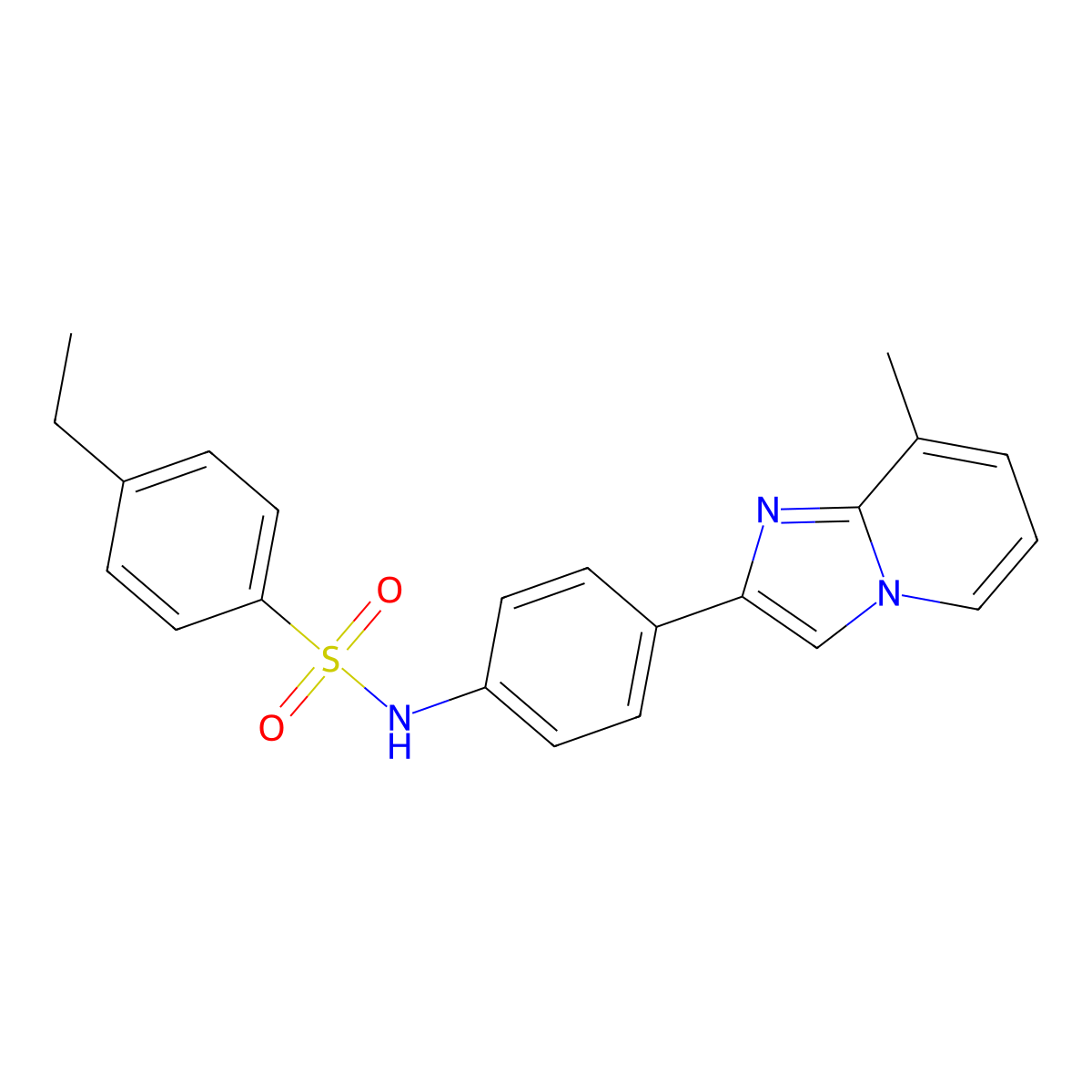 4-ethyl-N-(4-(8-methylimidazo[1,2-a]pyridin-2-yl)phenyl)benzenesulfonamide molecular structure, CAS 691392-96-8