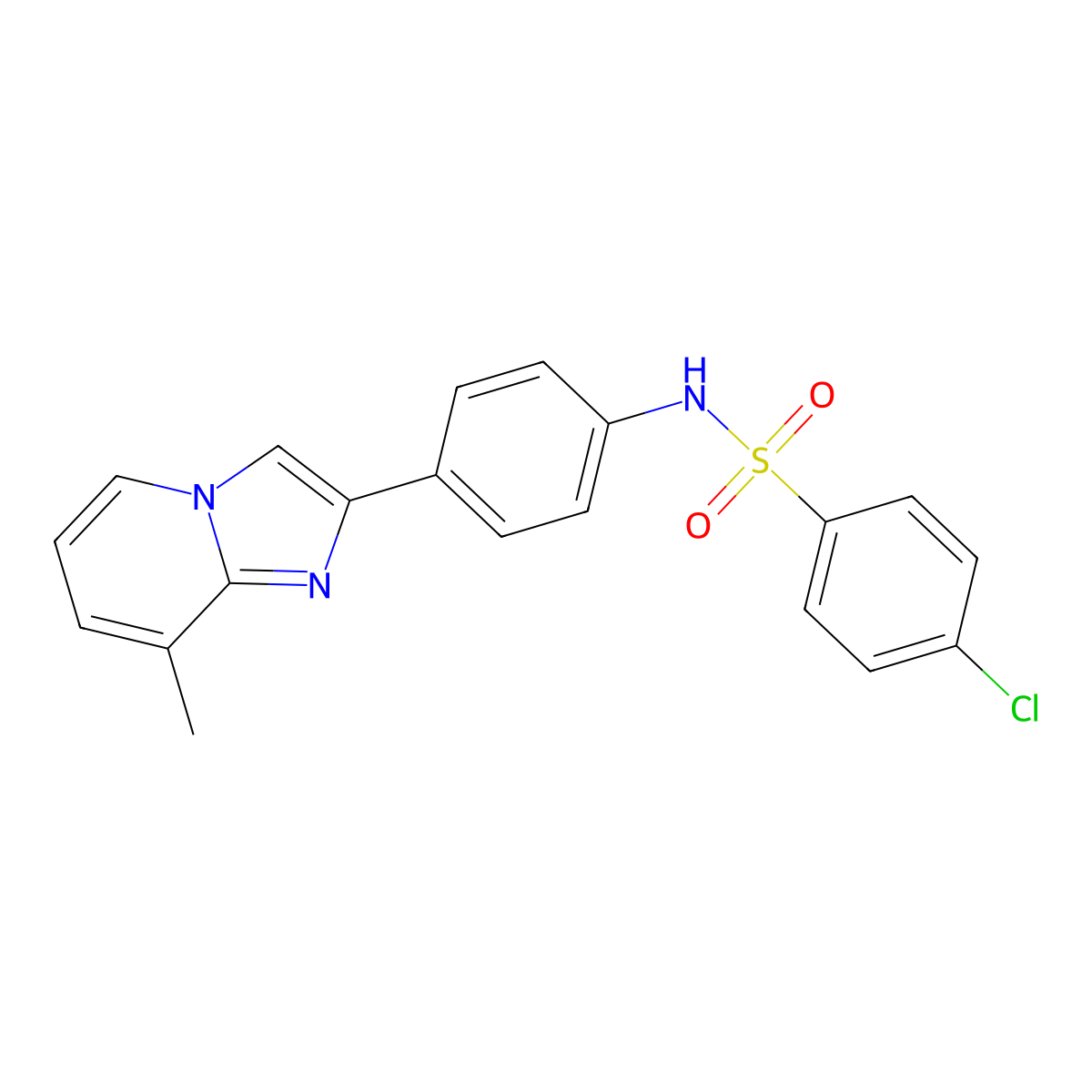 4-chloro-N-(4-(8-methylimidazo[1,2-a]pyridin-2-yl)phenyl)benzenesulfonamide molecular structure, CAS 691392-98-0