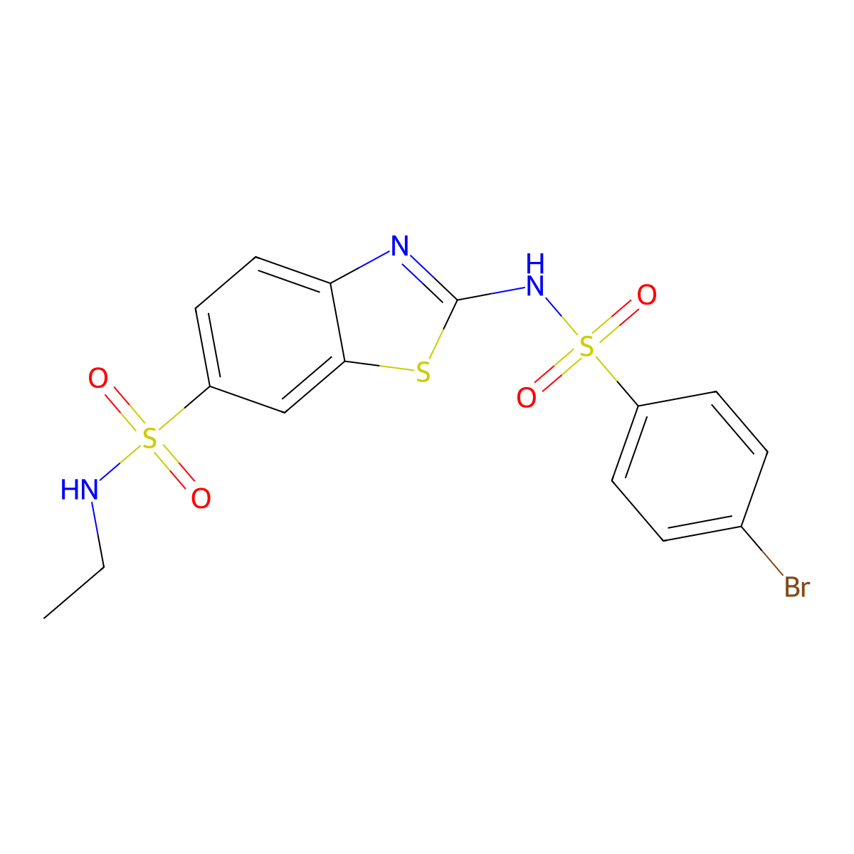 2-[(4-bromophenyl)sulfonylamino]-N-ethyl-1,3-benzothiazole-6-sulfonamide molecular structure, CAS 691397-50-9