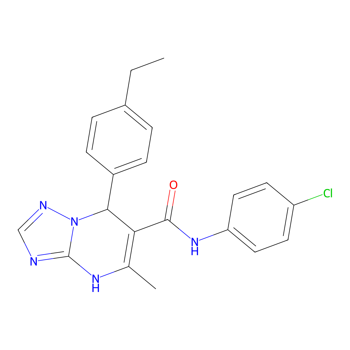N-(4-chlorophenyl)-7-(4-ethylphenyl)-5-methyl-1,7-dihydro-[1,2,4]triazolo[1,5-a]pyrimidine-6-carboxamide molecular structure, CAS 691397-57-6