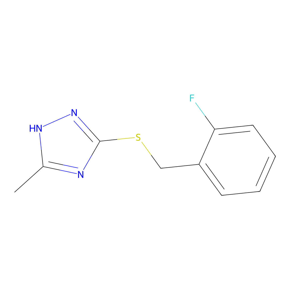5-((2-fluorobenzyl)thio)-3-methyl-1H-1,2,4-triazole molecular structure, CAS 691397-81-6