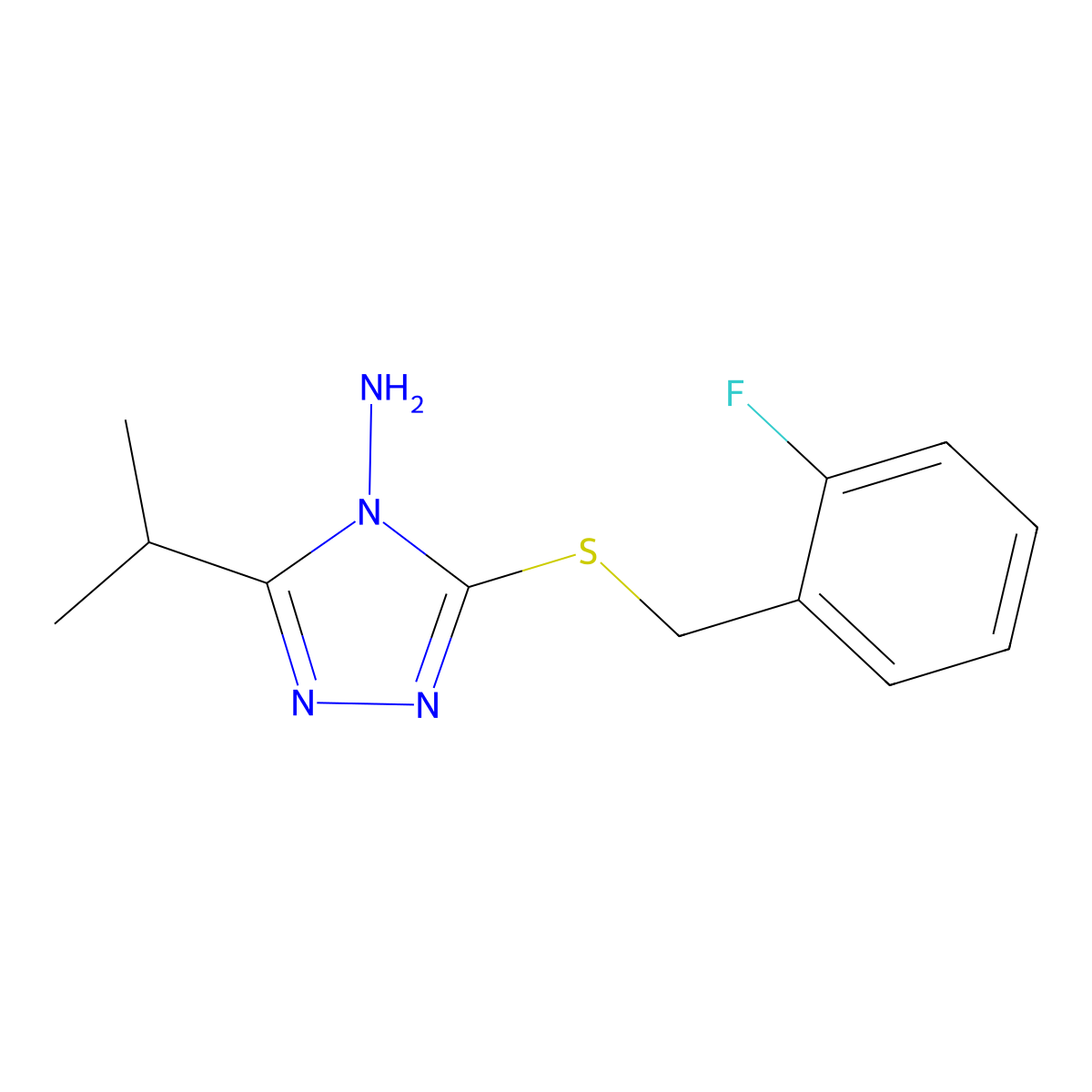 3-[(2-Fluorophenyl)methylthio]-5-(methylethyl)-1,2,4-triazole-4-ylamine molecular structure, CAS 691398-29-5