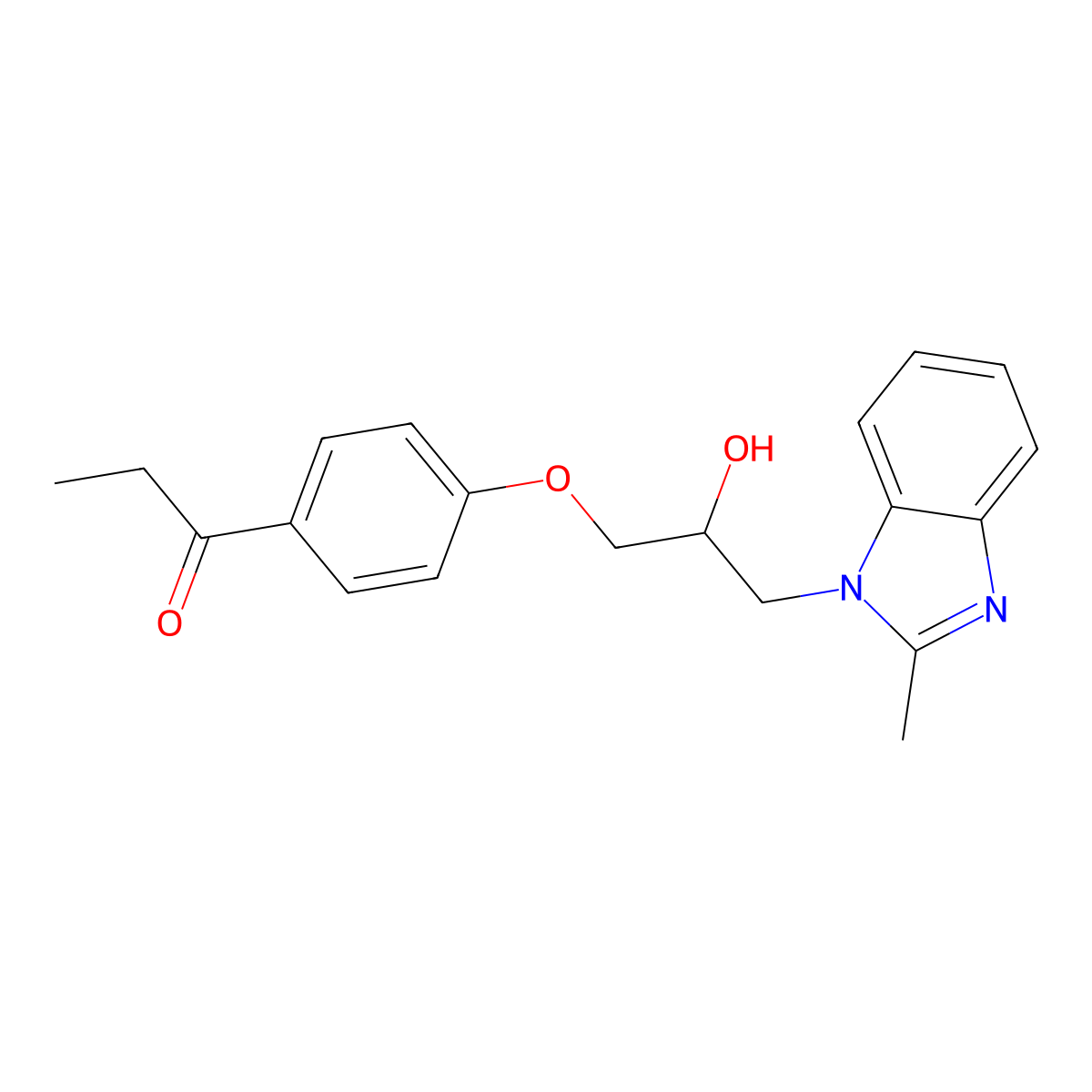 1-[4-[2-Hydroxy-3-(2-methylbenzimidazol-1-yl)propoxy]phenyl]propan-1-one molecular structure, CAS 691398-52-4