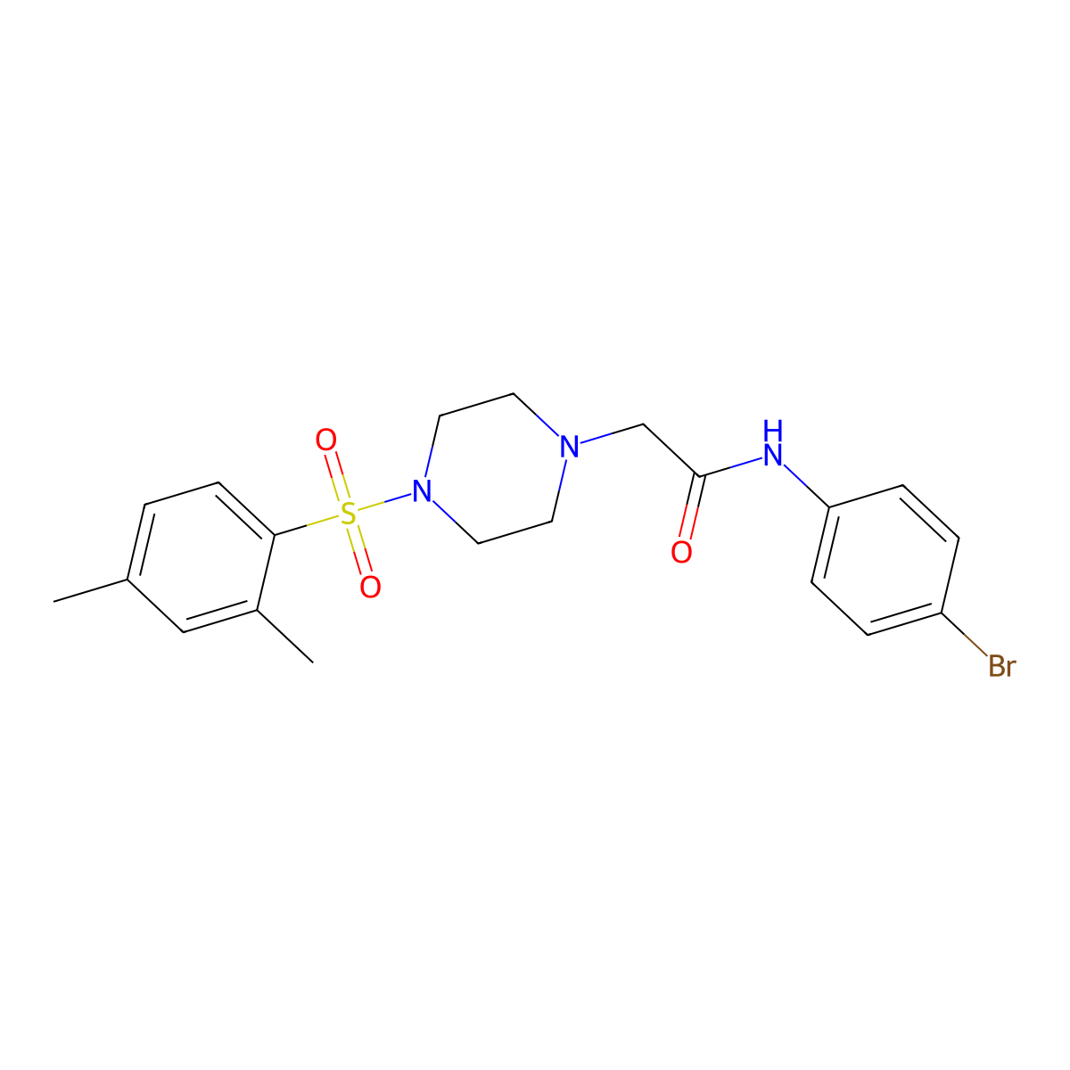 2-{4-[(2,4-dimethylphenyl)sulfonyl]piperazinyl}-N-(4-bromophenyl)acetamide molecular structure, CAS 691398-60-4