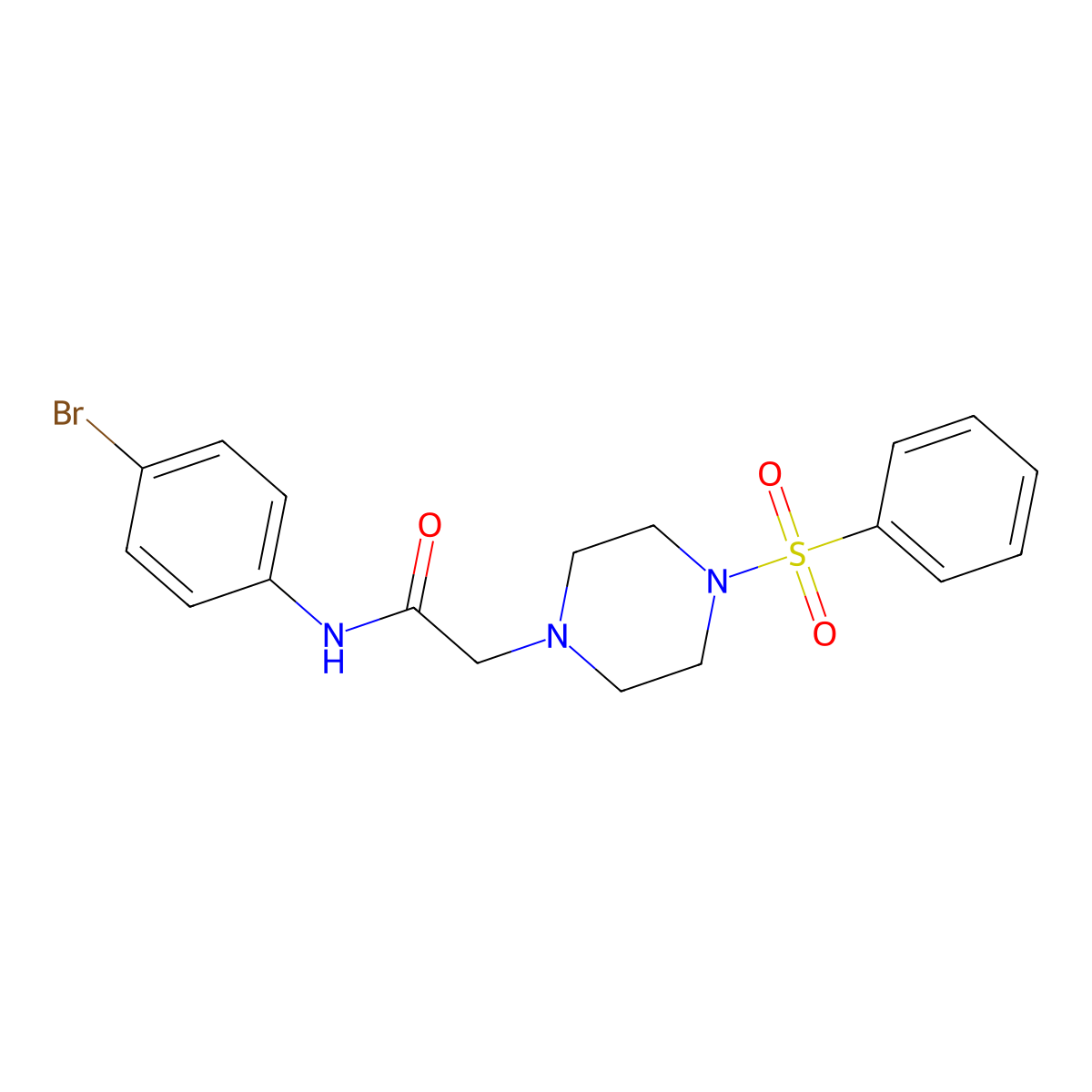 2-[4-(benzenesulfonyl)piperazin-1-yl]-N-(4-bromophenyl)acetamide molecular structure, CAS 691398-68-2