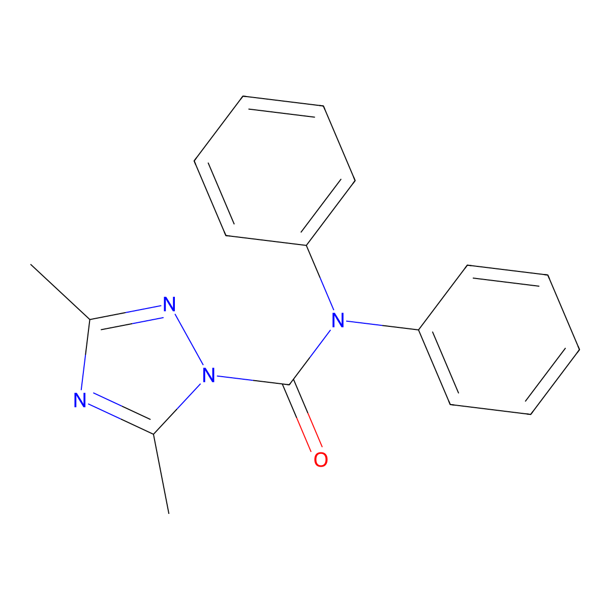 3,5-dimethyl-N,N-diphenyl-1H-1,2,4-triazole-1-carboxamide molecular structure, CAS 691398-69-3