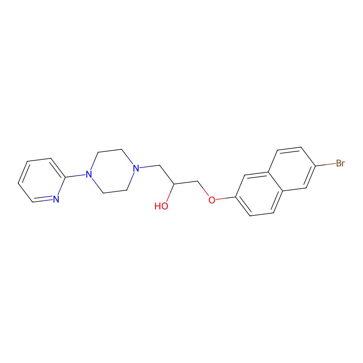 1-(6-Bromonaphthalen-2-yl)oxy-3-(4-pyridin-2-ylpiperazin-1-yl)propan-2-ol molecular structure, CAS 691398-70-6