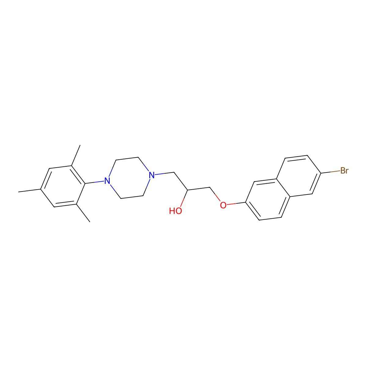 1-(6-Bromonaphthalen-2-yl)oxy-3-[4-(2,4,6-trimethylphenyl)piperazin-1-yl]propan-2-ol molecular structure, CAS 691398-71-7