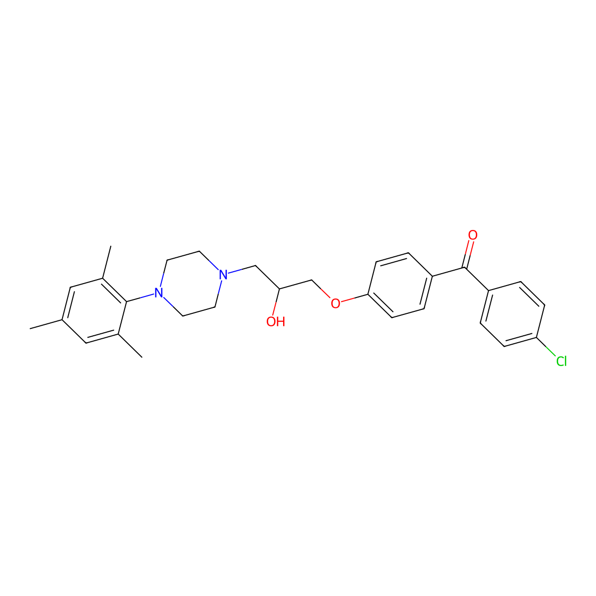 (4-Chlorophenyl)-[4-[2-hydroxy-3-[4-(2,4,6-trimethylphenyl)piperazin-1-yl]propoxy]phenyl]methanone molecular structure, CAS 691398-72-8