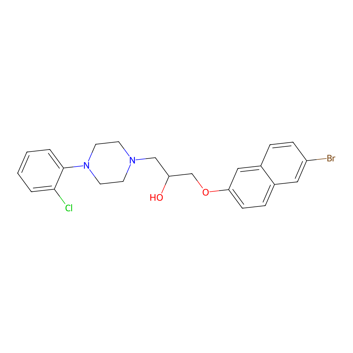 1-[(6-Bromonaphthalen-2-yl)oxy]-3-[4-(2-chlorophenyl)piperazin-1-yl]propan-2-ol molecular structure, CAS 691398-73-9