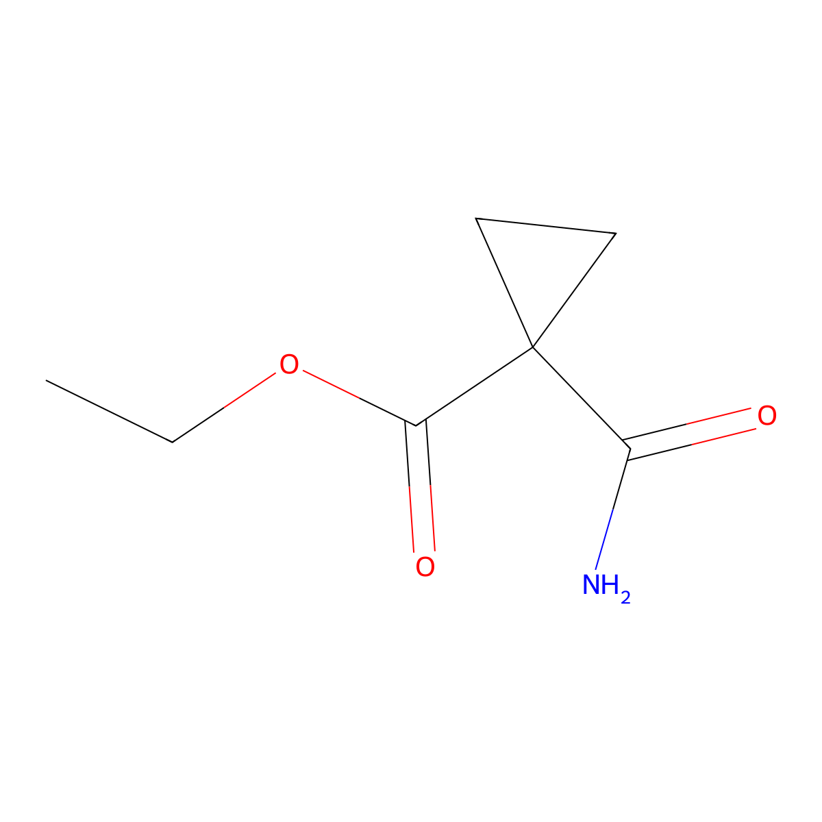 Ethyl 1-carbamoylcyclopropane-1-carboxylate molecular structure, CAS 6914-75-6