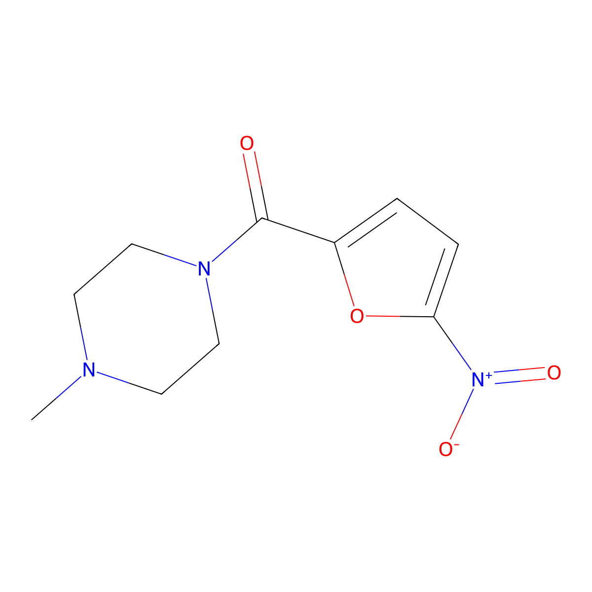 (4-Methylpiperazin-1-yl)(5-nitrofuran-2-yl)methanone molecular structure, CAS 69147-04-2
