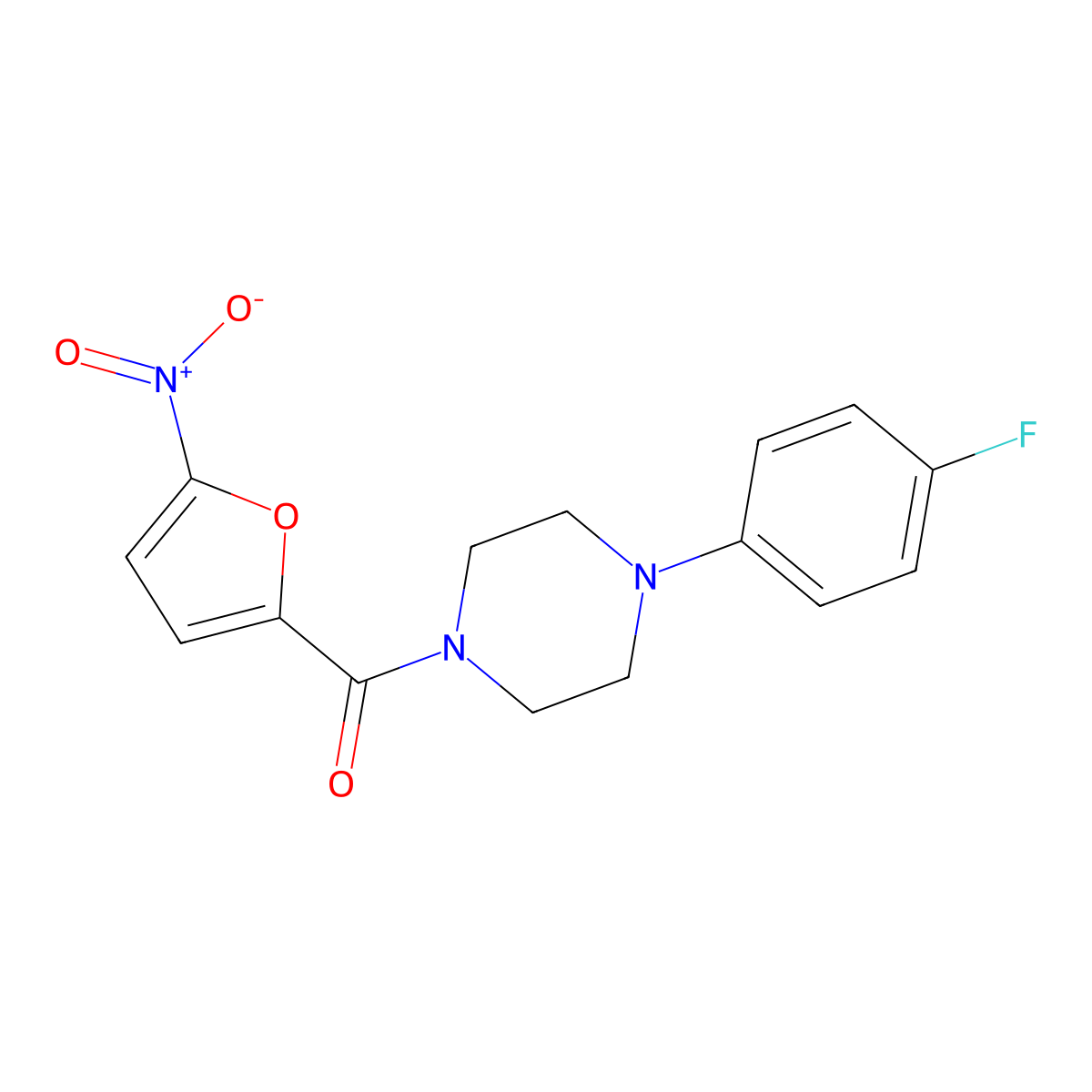 [4-(4-Fluorophenyl)piperazin-1-yl]-(5-nitrofuran-2-yl)methanone molecular structure, CAS 69147-08-6