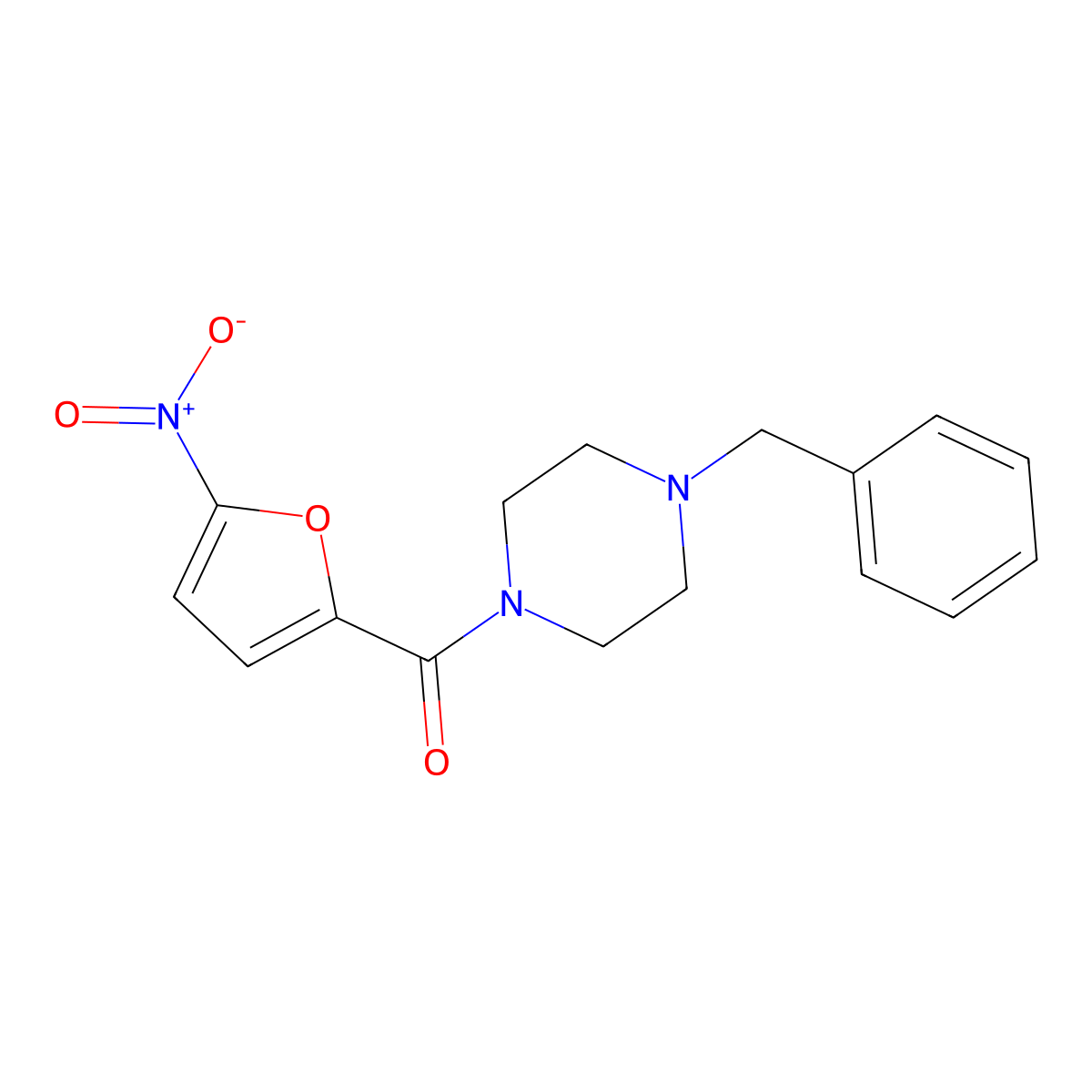 (4-Benzylpiperazin-1-yl)(5-nitrofuran-2-yl)methanone molecular structure, CAS 69147-13-3
