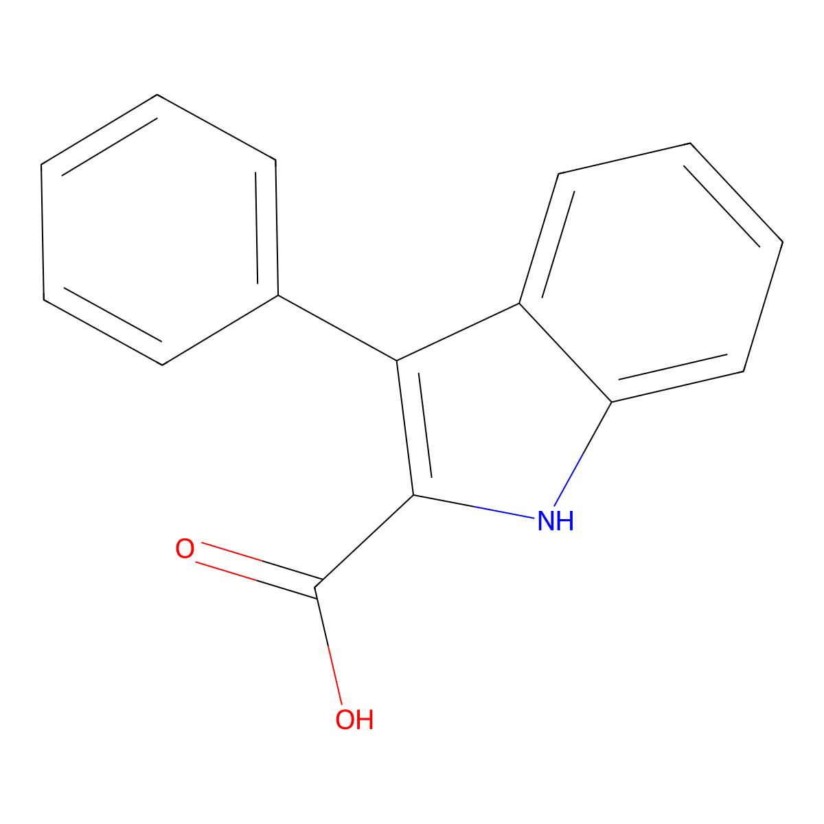 3-phenyl-1H-indole-2-carboxylic acid molecular structure, CAS 6915-67-9