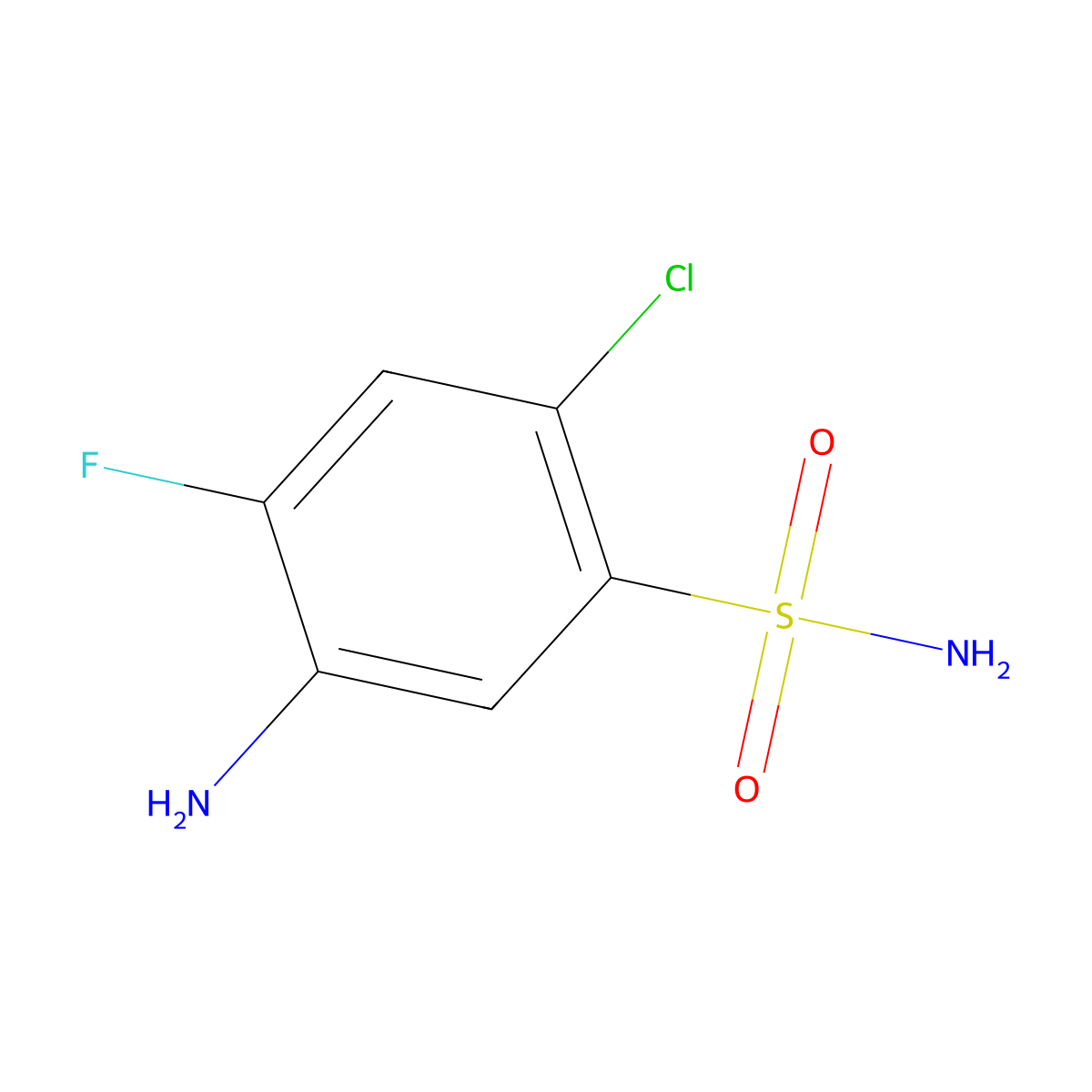 5-Amino-2-chloro-4-fluorobenzene-1-sulfonamide molecular structure, CAS 69156-33-8