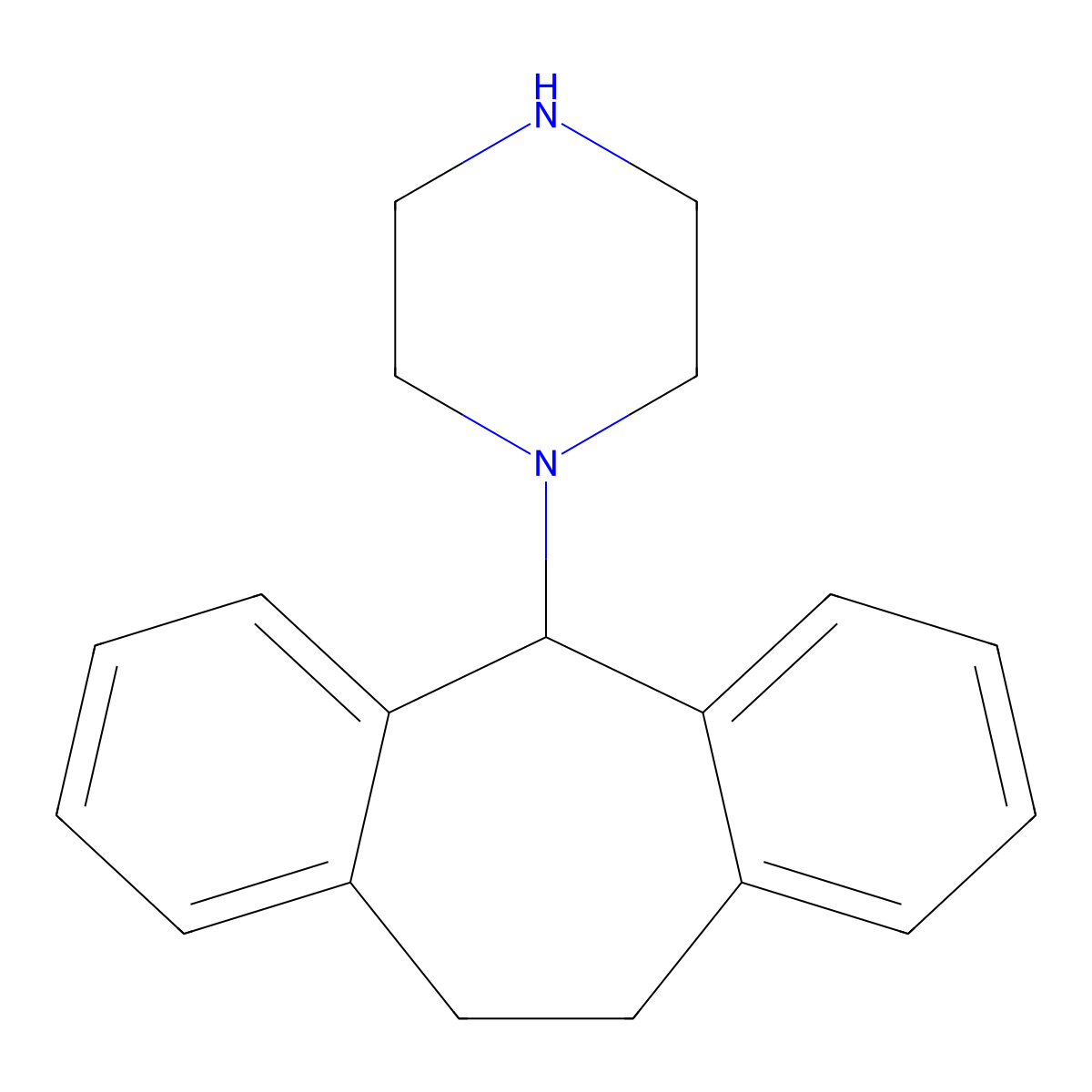 1-(10,11-Dihydro-5H-dibenzo[a,d]cyclohepten-5-yl)piperazine molecular structure, CAS 69159-50-8