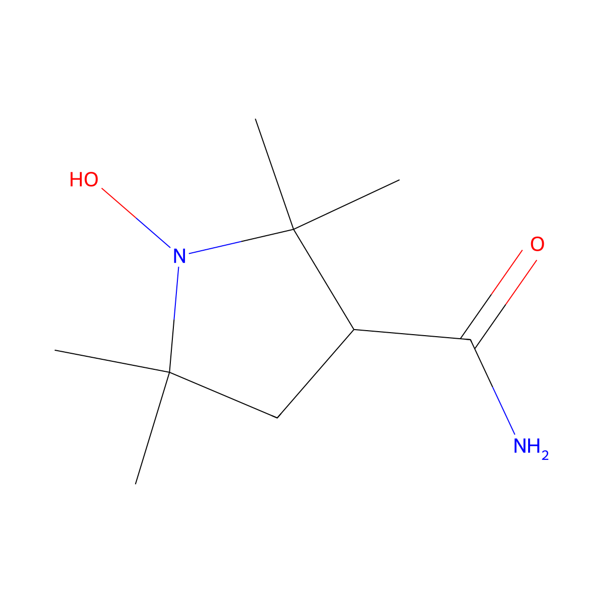 1-Hydroxy-2,2,5,5-tetramethylpyrrolidine-3-carboxamide molecular structure, CAS 6916-96-7