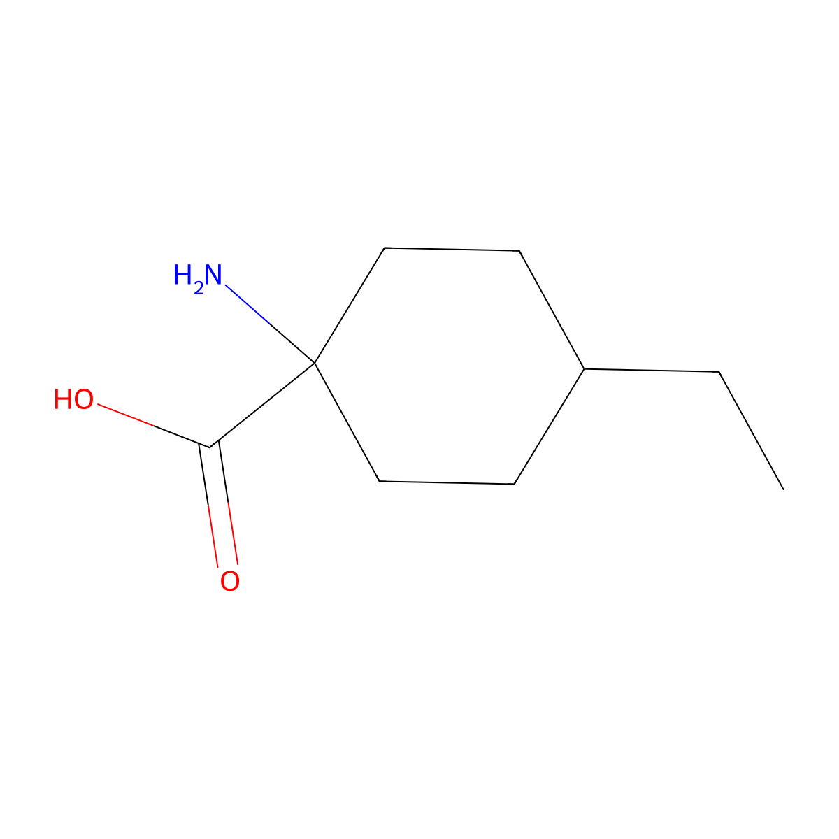 1-Amino-4-ethylcyclohexanecarboxylic acid molecular structure, CAS 69164-36-9