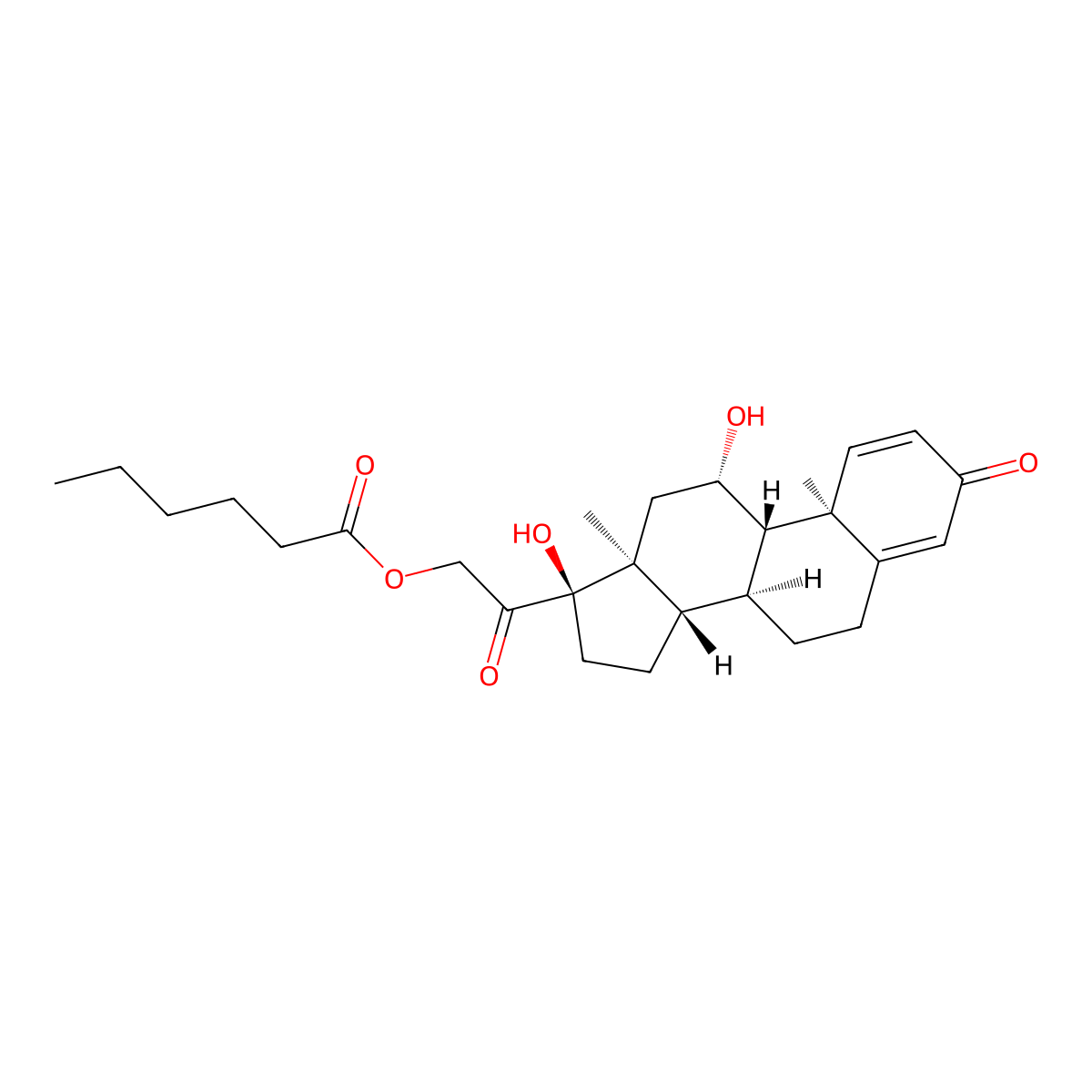 Prednisolone caproate molecular structure, CAS 69164-69-8