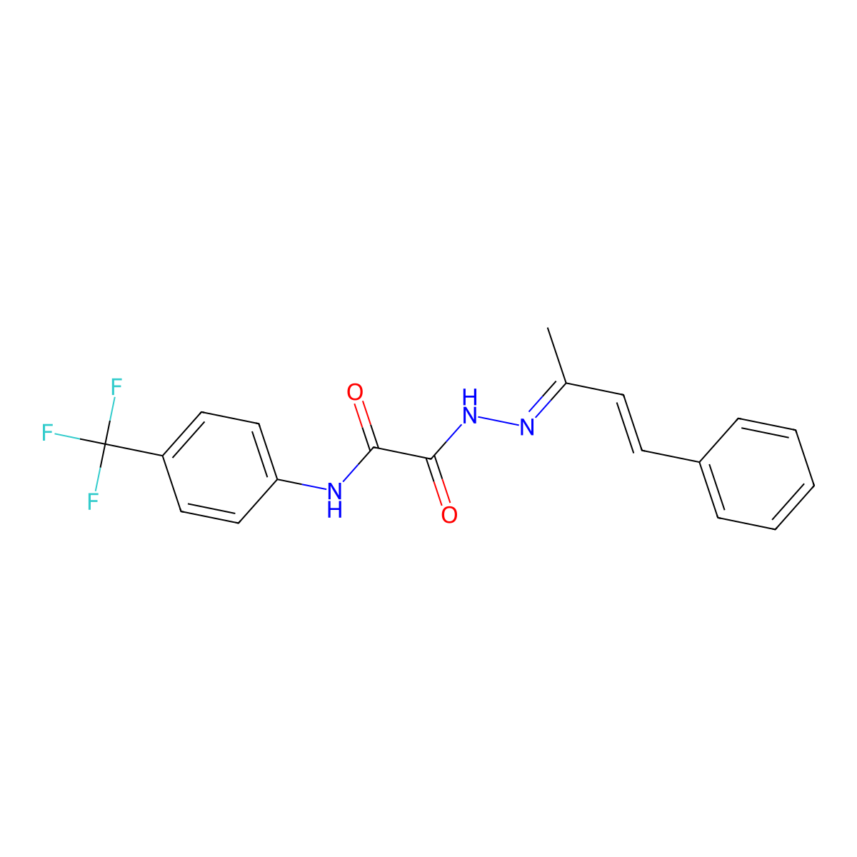 N'-(4-phenylbut-3-en-2-ylideneamino)-N-[4-(trifluoromethyl)phenyl]oxamide molecular structure, CAS 6917-72-2