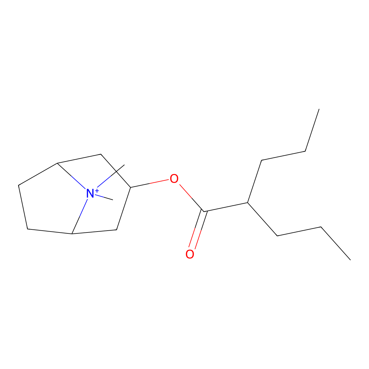 8,8-Dimethyl-3-[(2-propylpentanoyl)oxy]-8-azoniabicyclo[3.2.1]octane molecular structure, CAS 6917-98-2