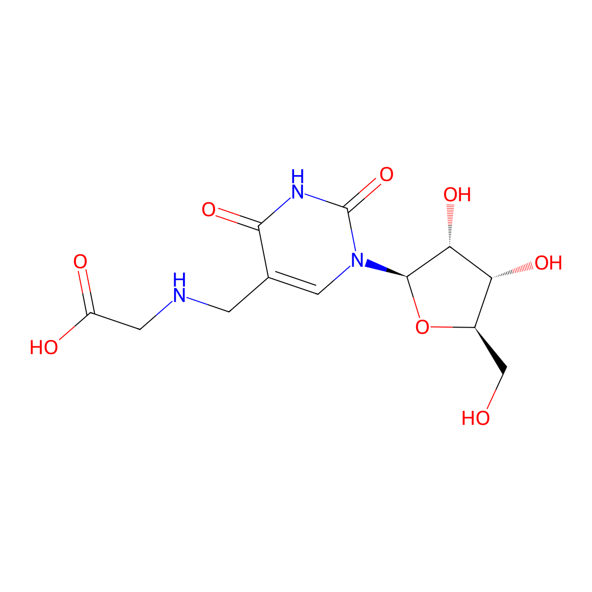 5-Carboxymethylaminomethyluridine molecular structure, CAS 69181-26-6