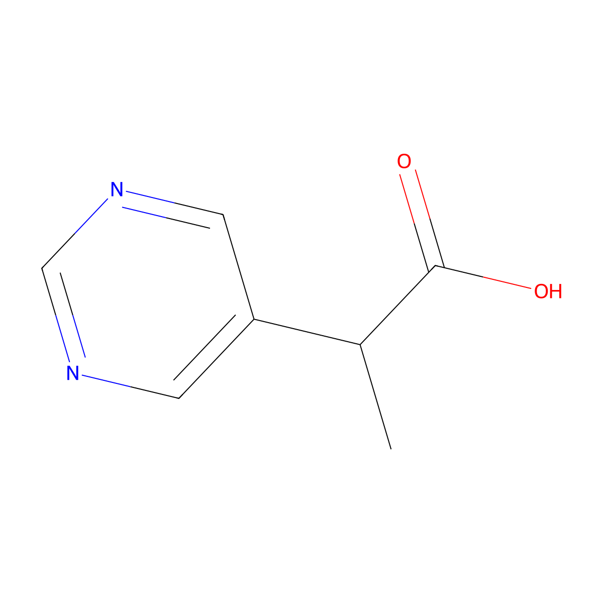 2-(Pyrimidin-5-yl)propanoic acid molecular structure, CAS 691845-51-9