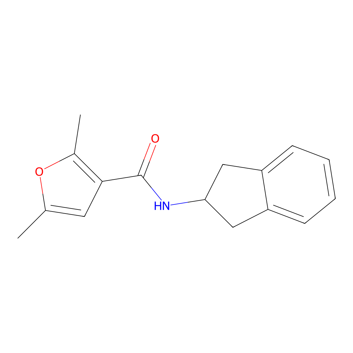N-(2,3-dihydro-1H-inden-2-yl)-2,5-dimethylfuran-3-carboxamide molecular structure, CAS 691850-01-8