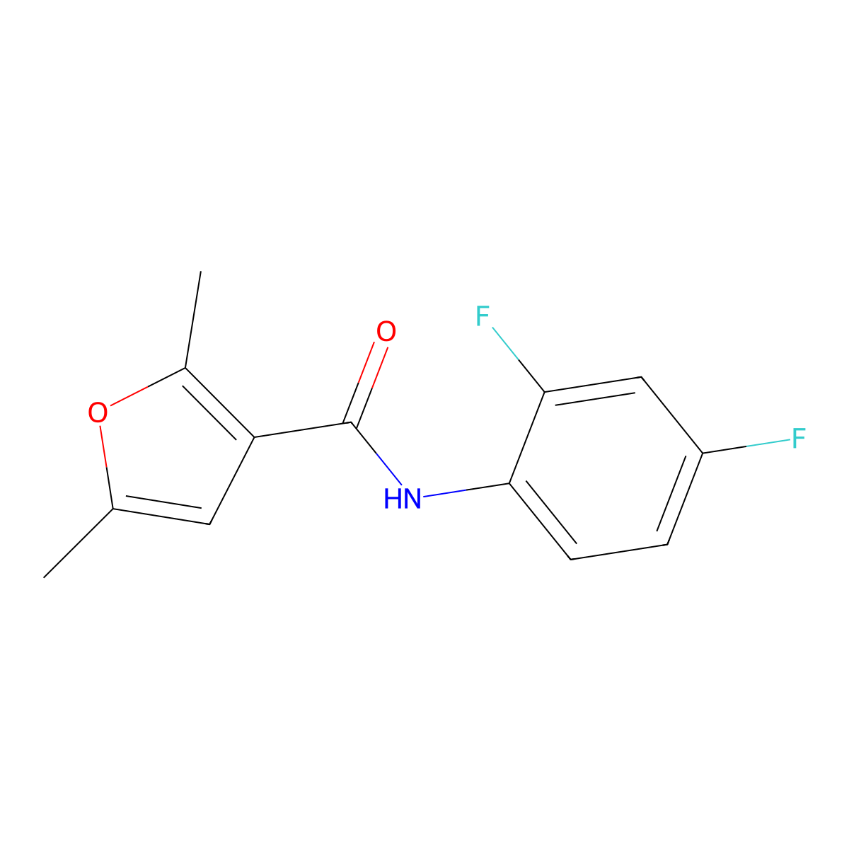 N-(2,4-difluorophenyl)-2,5-dimethylfuran-3-carboxamide molecular structure, CAS 691850-11-0