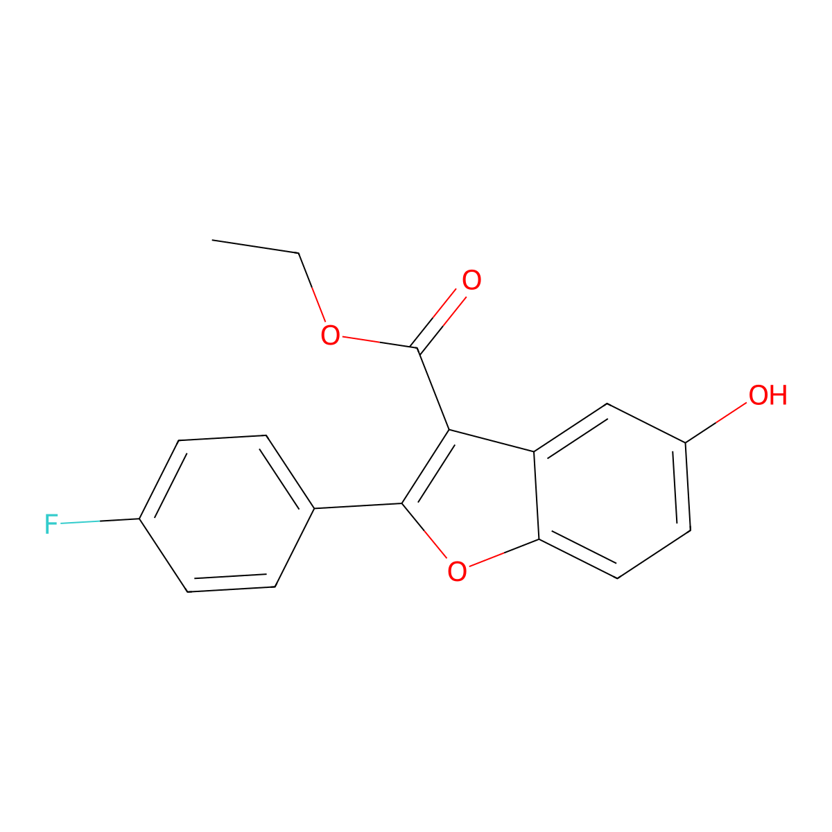 Ethyl 2-(4-fluorophenyl)-5-hydroxybenzofuran-3-carboxylate molecular structure, CAS 691856-86-7