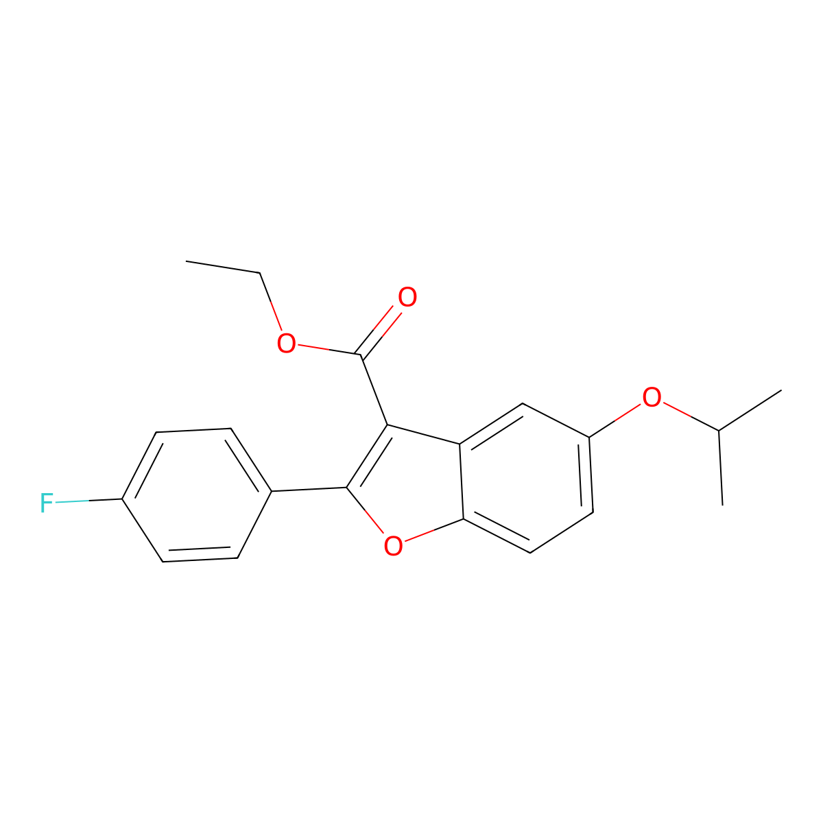 Ethyl 2-(4-fluorophenyl)-5-isopropoxybenzofuran-3-carboxylate molecular structure, CAS 691856-87-8