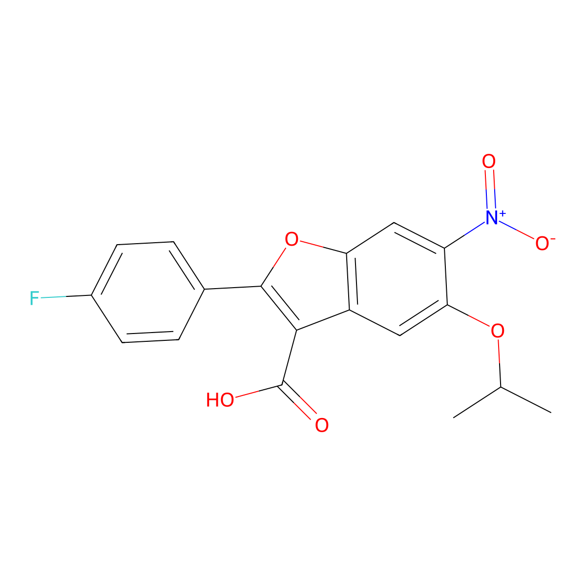 2-(4-Fluorophenyl)-5-isopropoxy-6-nitrobenzofuran-3-carboxylic acid molecular structure, CAS 691857-03-1