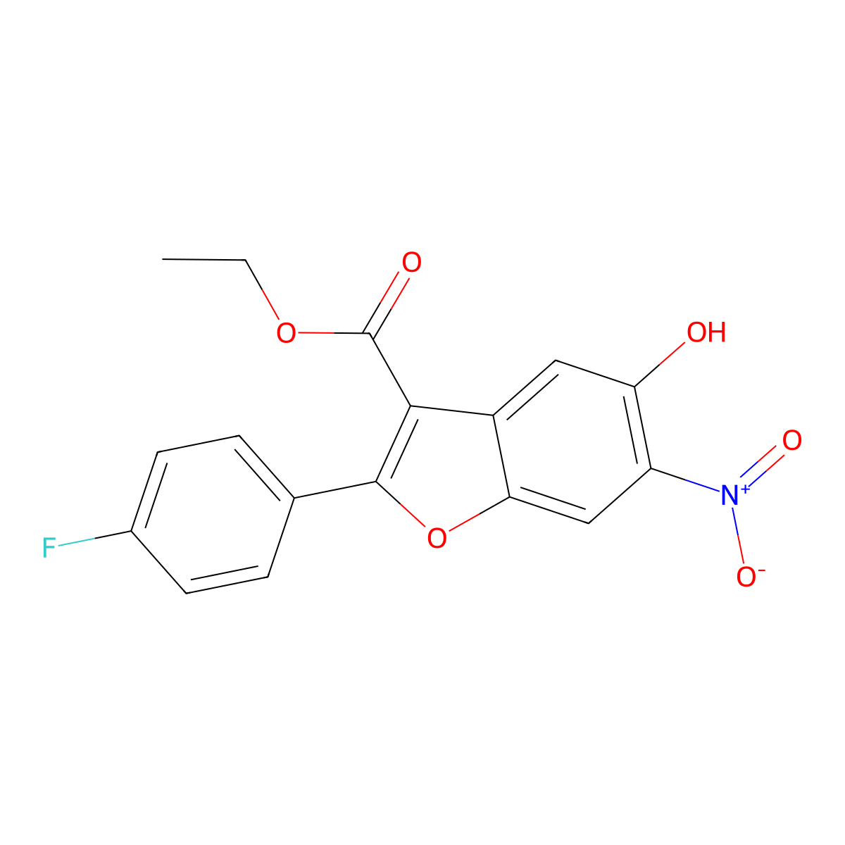 Ethyl 2-(4-fluorophenyl)-5-hydroxy-6-nitrobenzofuran-3-carboxylate molecular structure, CAS 691857-46-2