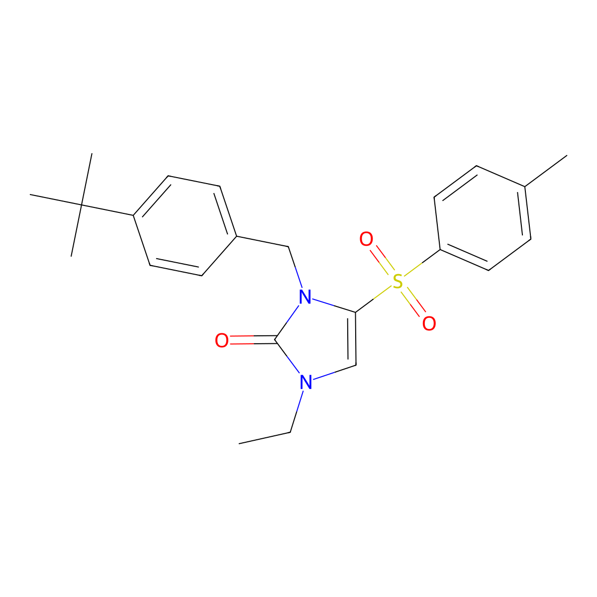 3-[4-(tert-butyl)benzyl]-1-ethyl-4-[(4-methylphenyl)sulfonyl]-1,3-dihydro-2H-imidazol-2-one molecular structure, CAS 691858-02-3