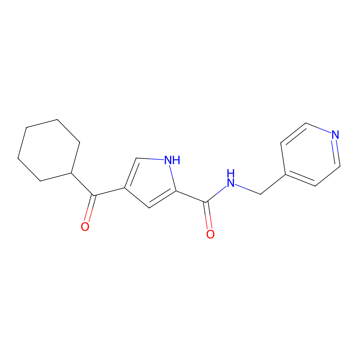 4-(cyclohexylcarbonyl)-N-(4-pyridinylmethyl)-1H-pyrrole-2-carboxamide molecular structure, CAS 691858-12-5